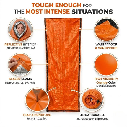 Emergency Sleeping Bag with Thermal Insulation | Lightweight Survival Gear for Cold Weather