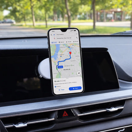 Magnetic Car Phone Mount, Vacuum Suction Cup Base for Dashboard and Windshield Glass, Rotating 360 Degree Head