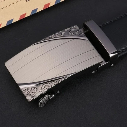 Ratchet Belt for Men, No Hole Micro Adjustable Dress Belt with 5 Buckle Styles, Lengths 43 to 51 Inches