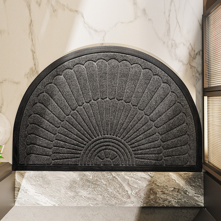 Non-Slip Door Mat with Rubber Base | Semi-Circular Design for Dirt Control and Safe Entryways