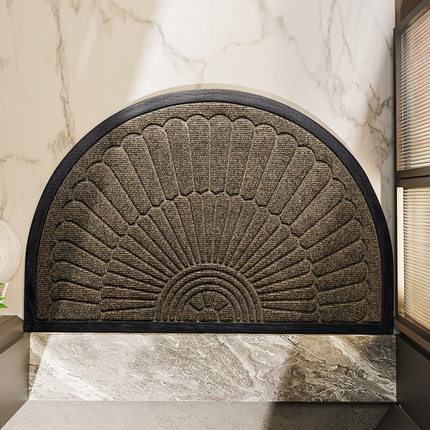 Non-Slip Door Mat with Rubber Base | Semi-Circular Design for Dirt Control and Safe Entryways