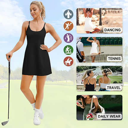 Womens Athletic Dress with Built In Shorts and Pockets, Fitness Dress – image 24
