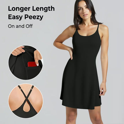 Womens Athletic Dress with Built In Shorts and Pockets, Workout Dresses – image 26