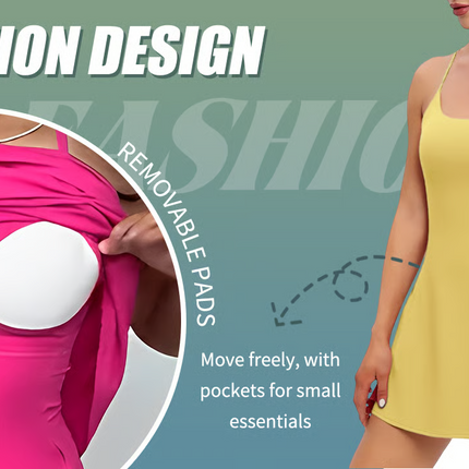 Womens Athletic Dress with Built In Shorts and Pockets, Workout Dresses – image 20