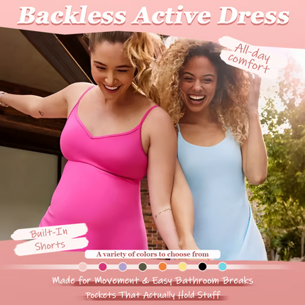 Womens Athletic Dress with Built In Shorts and Pockets, Fitness Dress – image 18