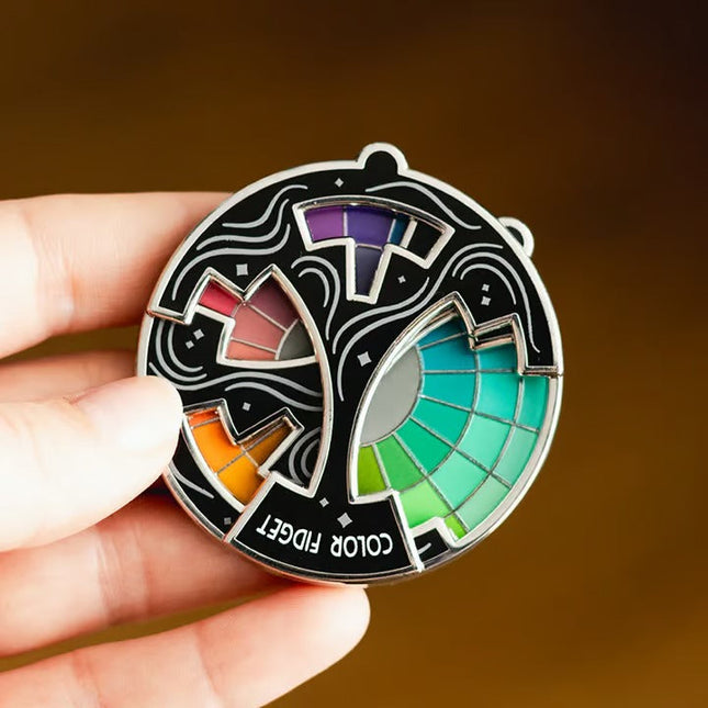 Enamel Lapel Pin, Spinning Color Wheel Enamel Pin and Fidget Toy, Magnetic Needle Minder or Keychain Option