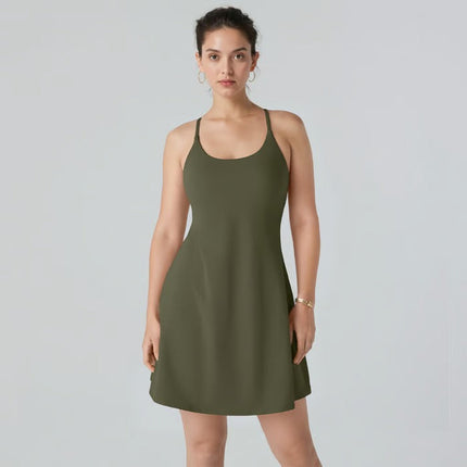 Womens Athletic Dress with Built In Shorts and Pockets, Womens Activewear Dress – image 4