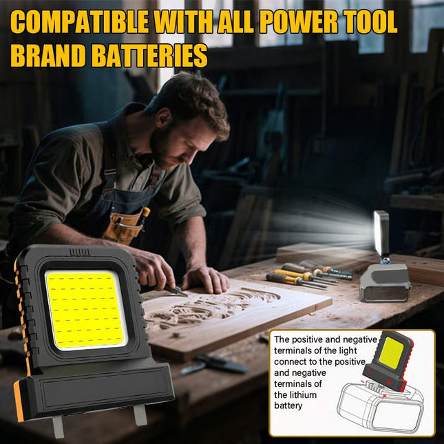 Outdoor Flood Light, Battery Powered Work Light for Car and Home Repairs, Bright Workshop Light for Job Sites