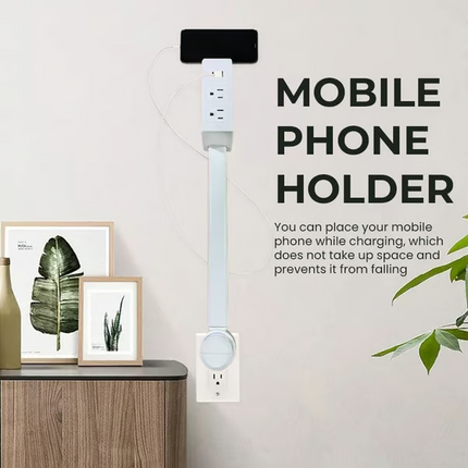 Wall Outlet Extender with USB C, Electrical Outlet Extender with Phone Shelf, Rotating Outlet Adapter with 2 AC – image 4