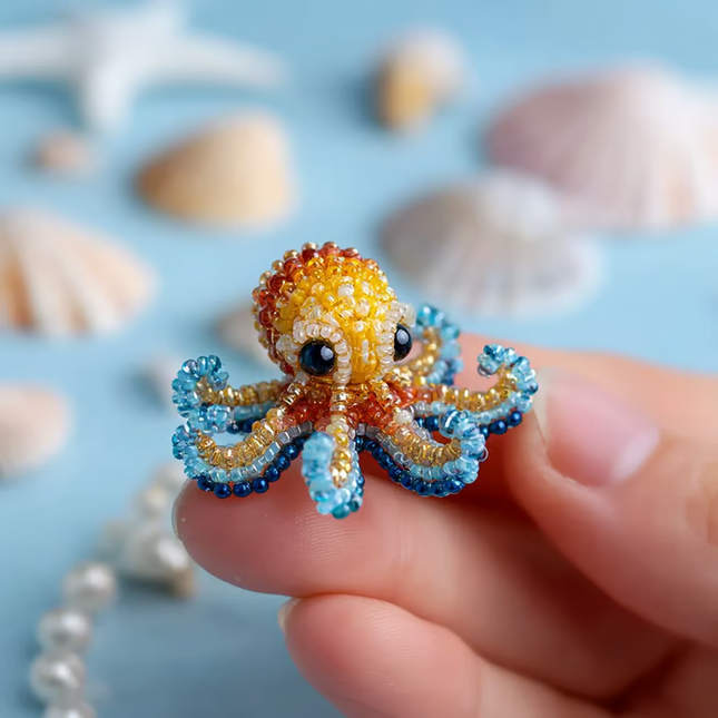 Beading Kit, 3D Beaded Animals Kit with Glass Seed Beads and Beading Wire, DIY Craft Kit, Bead Kits for Octopus Bead Art