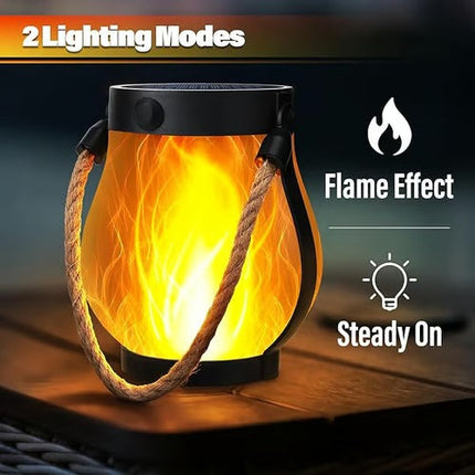 Solar Light Lanterns, Outdoor Lanterns with Flickering Flame for Garden Decor
