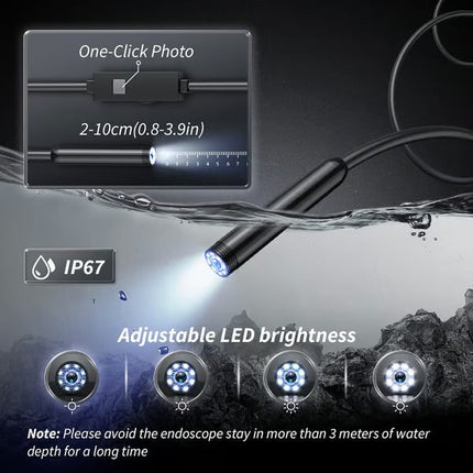 Borescope Camera for Phone with 8 LED Lights, Endoscope Inspection Camera