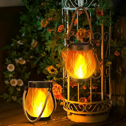 Solar Light Lanterns, Outdoor Lanterns with Flickering Flame for Garden Decor, Solar Garden Lights, Outdoor Lighting