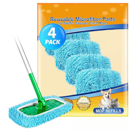 Microfiber Mop Pads, Washable Replacement Mop Heads for 10 and 16.5 Inch Flat Mops, Reusable Floor Cleaning Pads