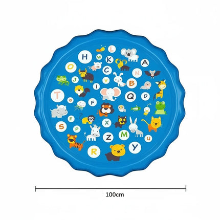 Inflatable Splash Pad Water Play Mat with Animal Letters Design | Non-Slip Outdoor Fun for Kids