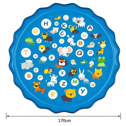 Inflatable Splash Pad Water Play Mat with Animal Letters Design | Non-Slip Outdoor Fun for Kids