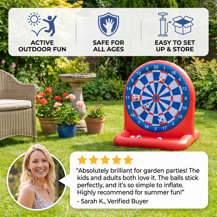 Inflatable Water Target Game with Soft Sticky Darts | Outdoor Fun for Active Family Play