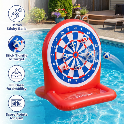 Inflatable Water Target Game with Soft Sticky Darts | Outdoor Fun for Active Family Play