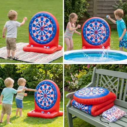 Inflatable Water Target Game with Soft Sticky Darts | Outdoor Fun for Active Family Play