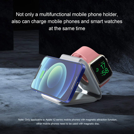 Magnetic Wireless Charger 15W with Foldable Stand, 3-in-1 Travel Charging Pad for Phone, Watch and Earbuds