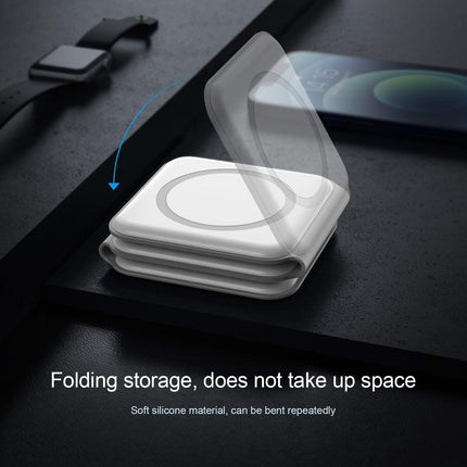 Magnetic Wireless Charger 15W with Foldable Stand, 3-in-1 Travel Charging Pad for Phone, Watch and Earbuds