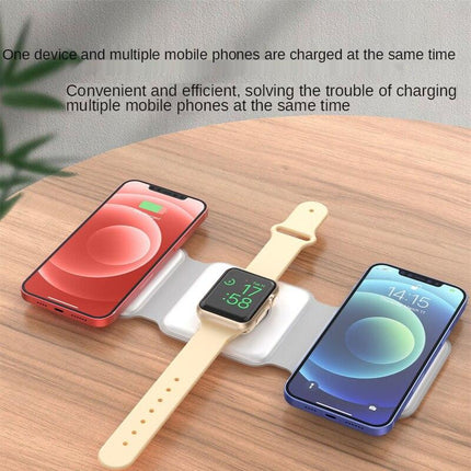 Magnetic Wireless Charger 15W with Foldable Stand, 3-in-1 Travel Charging Pad for Phone, Watch and Earbuds