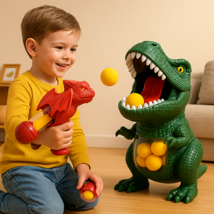 Kids Dinosaur Shooting Game with Safe Foam Balls | Active Play and Coordination for Indoor or Outdoor Fun