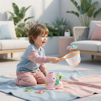 Flying Disc Launcher for Kids with Easy Button Launch | Engaging Outdoor Toy for Active Play and Skill Development
