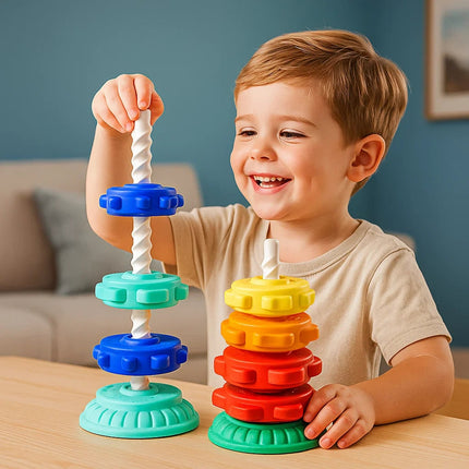 Educational Color Stacking Toy for Kids with Vibrant Rainbow Pieces | Encourages Motor Skills and Shape Recognition