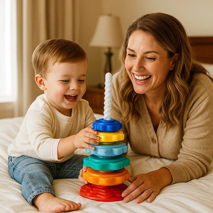 Educational Color Stacking Toy for Kids with Vibrant Rainbow Pieces | Encourages Motor Skills and Shape Recognition
