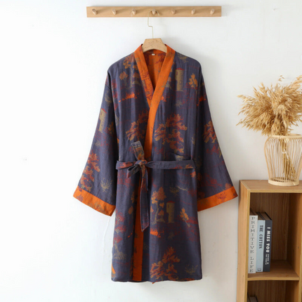 Cotton Kimono Bathrobe with Relaxed Fit Design | Lightweight Comfort for Everyday Loungewear