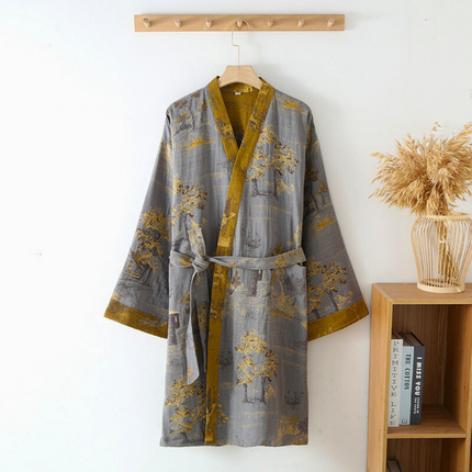 Cotton Kimono Bathrobe with Relaxed Fit Design | Lightweight Comfort for Everyday Loungewear