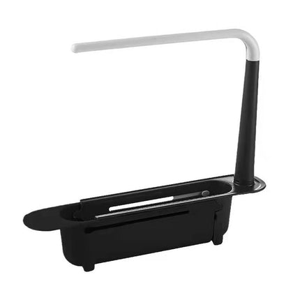 Telescopic Sink Rack with Towel Bar, Adjustable Over Sink Organizer with Drain Holes for Sponges and Brushes