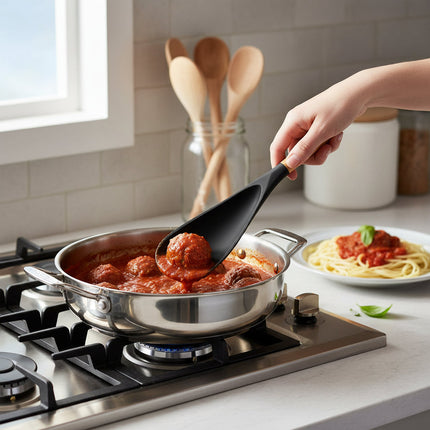 Silicone Spatula Cooking Spoon with Seamless Design | Heat-Resistant Kitchen Utensil for Stirring and Serving