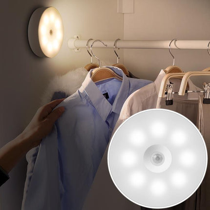 Motion Sensor Closet Light with Auto Off, USB Rechargeable Stick On Light for Cabinets and Stairways, Beige or White