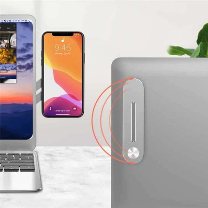 Magnetic Phone Holder for Laptop Screen, Adjustable Foldable Side Mount Stand for Phone and Tablet