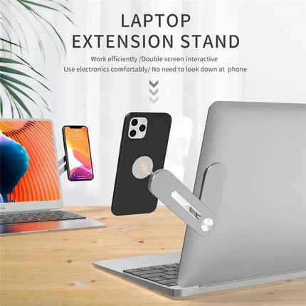 Magnetic Phone Holder for Laptop Screen, Adjustable Foldable Side Mount Stand for Phone and Tablet