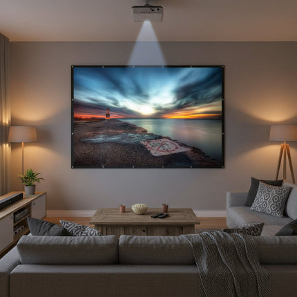 100 Inch Portable Projector Screen with White Viewing Surface | Foldable Design for Home Theater and Presentations