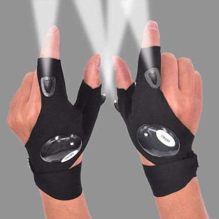 LED Flashlight Gloves with Fingertip Lights, Breathable Hands Free Work Gloves for Fishing, Camping and Car Repairs