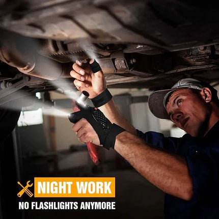LED Flashlight Gloves with Fingertip Lights, Breathable Hands Free Work Gloves for Fishing, Camping and Car Repairs