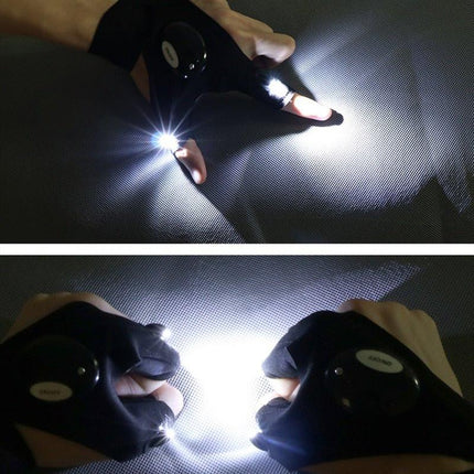 LED Flashlight Gloves with Fingertip Lights, Breathable Hands Free Work Gloves for Fishing, Camping and Car Repairs