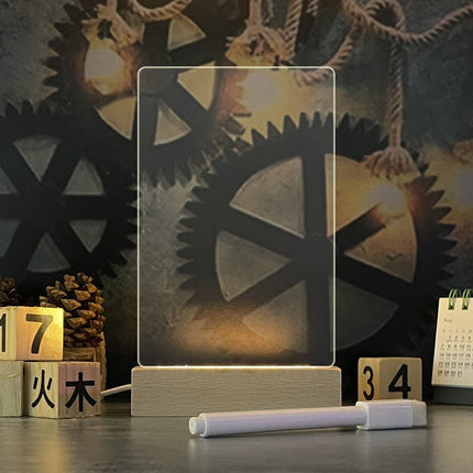 LED Note Board with Pen, Transparent Acrylic Message Board, USB Powered Light Up Memo Sign for Desk