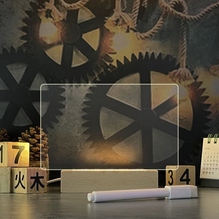 LED Note Board with Pen, Transparent Acrylic Message Board, USB Powered Light Up Memo Sign for Desk