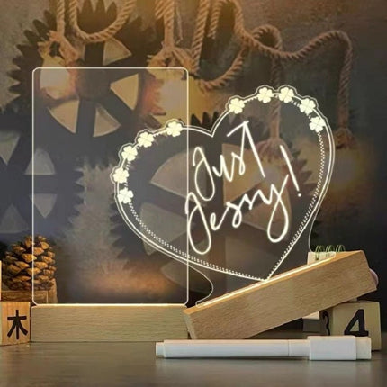 LED Note Board with Pen, Transparent Acrylic Message Board, USB Powered Light Up Memo Sign for Desk