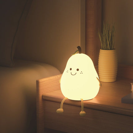 LED Pear Night Light, Bedside Lamp with 7 Colors, 3 Brightness Levels and 30 or 60 Minute Timer