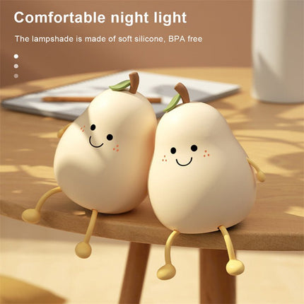 LED Pear Night Light, Bedside Lamp with 7 Colors, 3 Brightness Levels and 30 or 60 Minute Timer