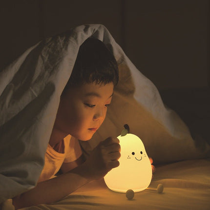 LED Pear Night Light, Bedside Lamp with 7 Colors, 3 Brightness Levels and 30 or 60 Minute Timer