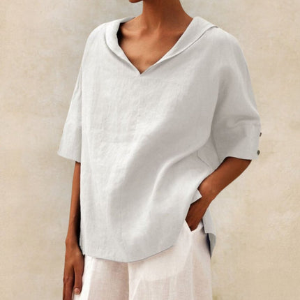 V Neck Women's Blouse for Summer with Loose Fit | Stylish Casual Top for Everyday Wear