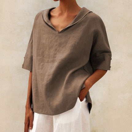V Neck Women's Blouse for Summer with Loose Fit | Stylish Casual Top for Everyday Wear
