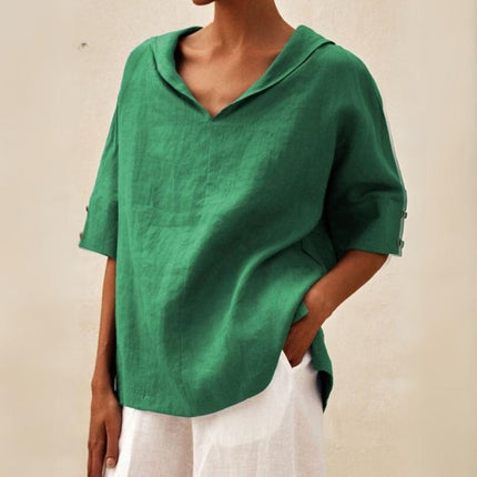 V Neck Women's Blouse for Summer with Loose Fit | Stylish Casual Top for Everyday Wear